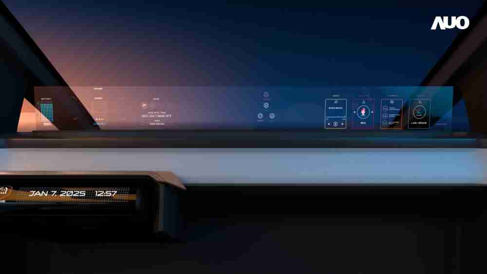 2121非凡无界透明显示接口(Horizon Image Glass)透过车运算方案整合仪表板、、、、中控台及副驾显示器，，，，一体式全景呈现，，，提供乘用者清晰的前方视野、、、、行车必要信息与娱乐功能