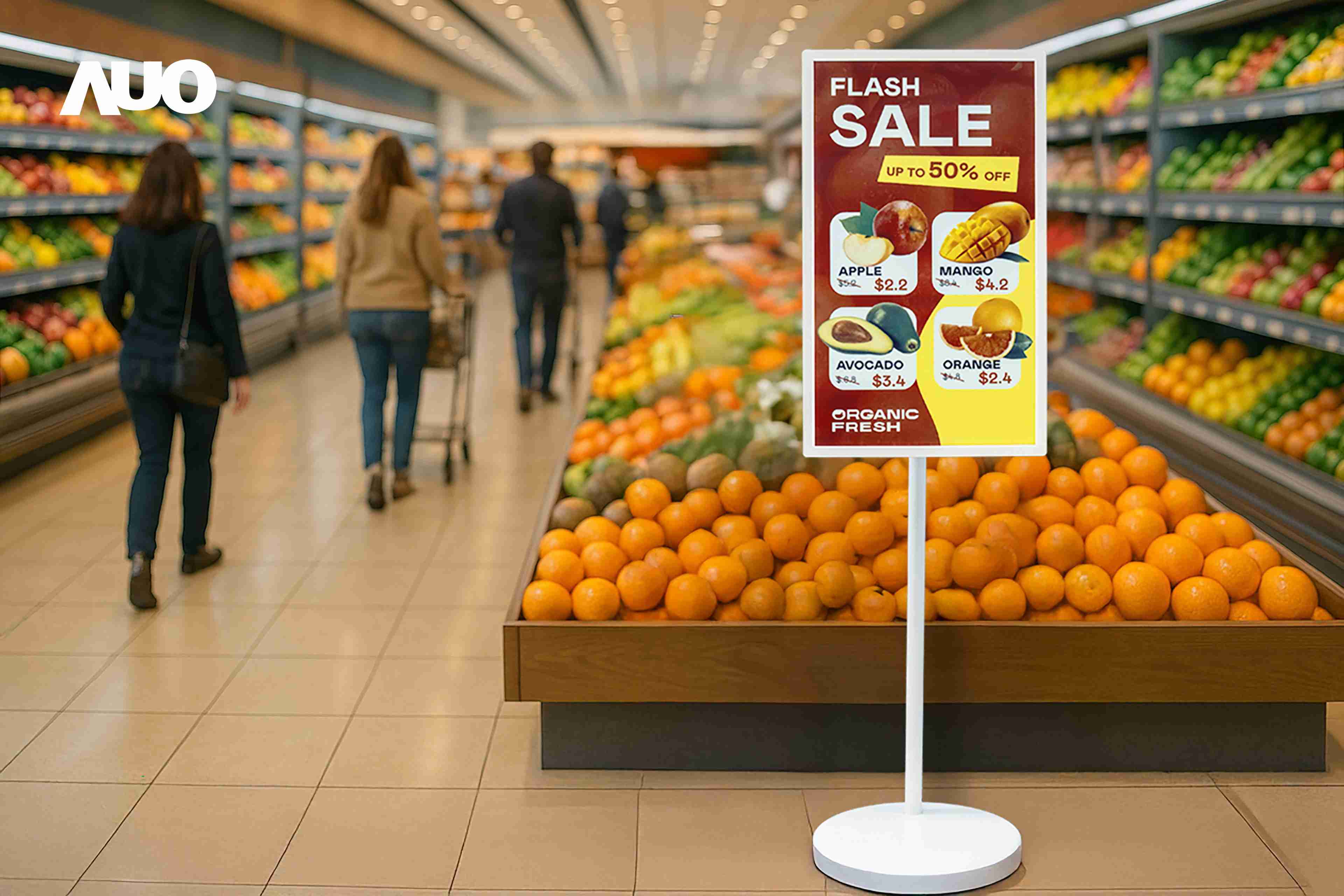 达擎首亮相低功耗、、全彩的〝aecoPost电子纸解决方案〞，，仅在更新画面时需要微量的电力驱动，，，，无需布建电线的便捷设计，，，，使其可灵活应用、、、、随意置放，，，并可透过云端或行动装置app，，轻松管理及排程广告内容，，，晋升店头营销利器。。。